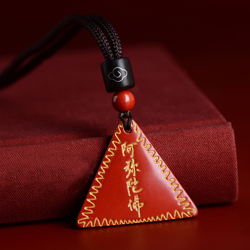 Buddha Stones Cynober Amitabha Spokojny Naszyjnik Wisiorek
