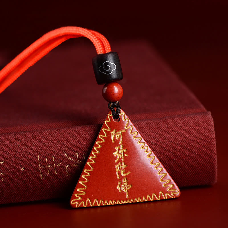 Buddha Stones Cynober Amitabha Spokojny Naszyjnik Wisiorek