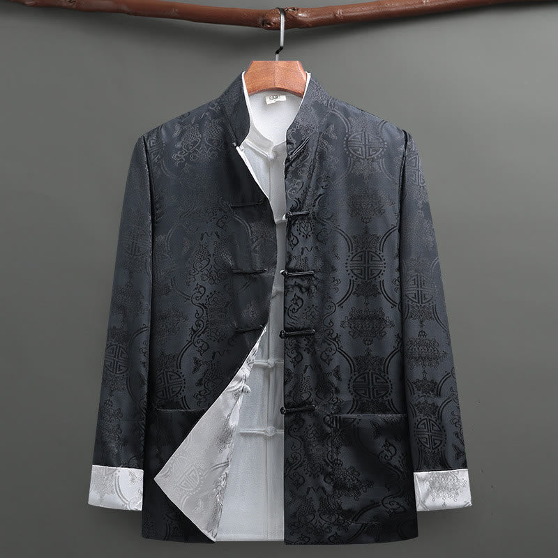 Koszula męska z długim rękawem i kieszeniami, z motywem ryby Koi, z motywem żaby i Buddha Stones - Szary - US/UK/AU42， EU52 (3XL) - image 10