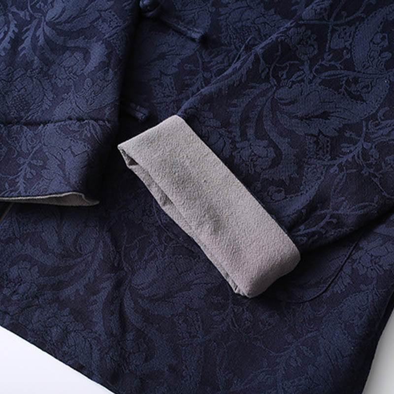 Buddha Stones 2 szt. męski garnitur Tang żakardowy wzór winorośli żaba-guzik bawełniany długi rękaw koszula spodnie zestaw - image 6