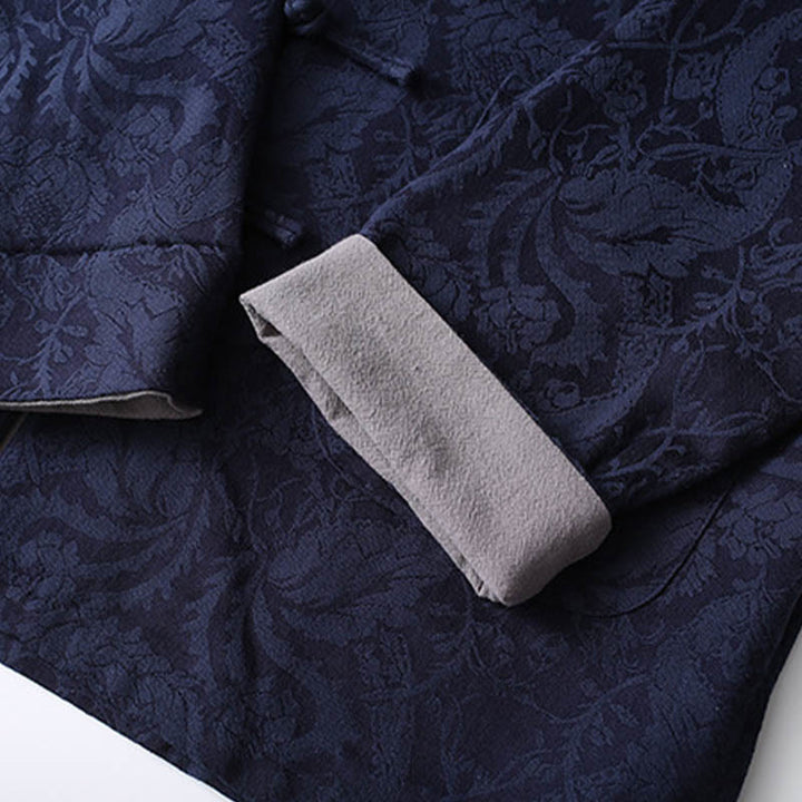 Buddha Stones 2 szt. męski garnitur Tang żakardowy wzór winorośli żaba-guzik bawełniany długi rękaw koszula spodnie zestaw - image 6