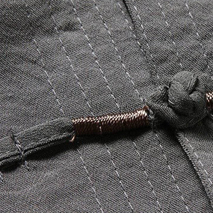 Buddha Stones 2 szt. Gładki garnitur męski z żabą i guzikami, długi rękaw, koszula, spodnie - image 5