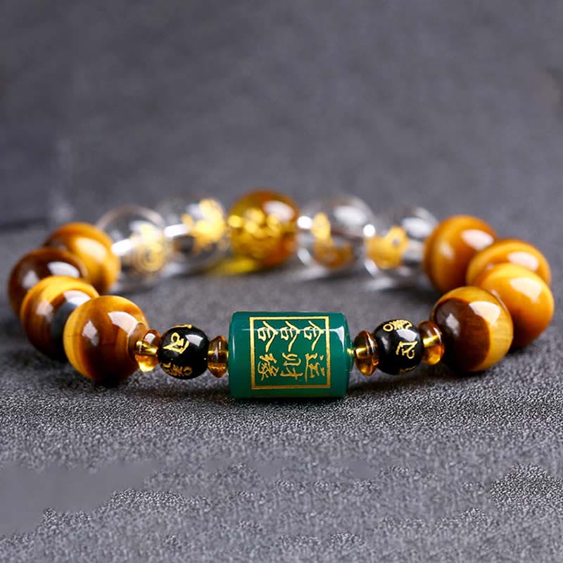 Bransoletka z Buddha Stones, chińskim znakiem zodiaku, tygrysim okiem i odwagą