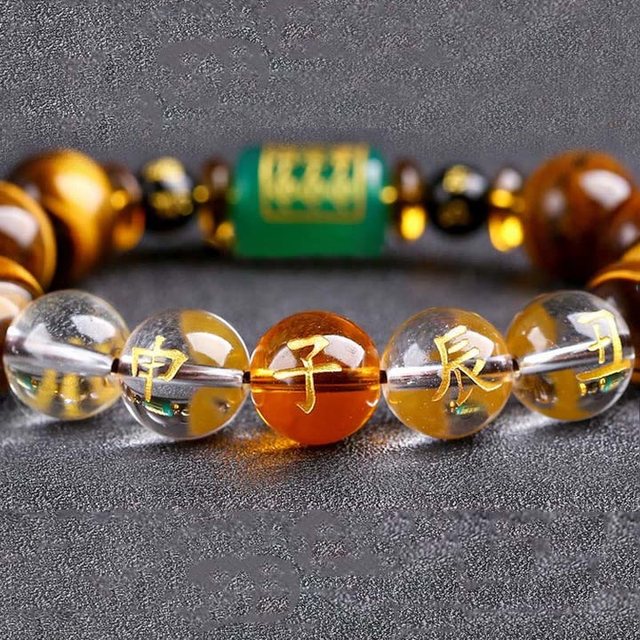 Bransoletka z Buddha Stones, chińskim znakiem zodiaku, tygrysim okiem i odwagą