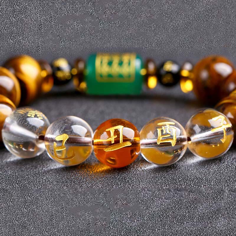 Bransoletka z Buddha Stones, chińskim znakiem zodiaku, tygrysim okiem i odwagą