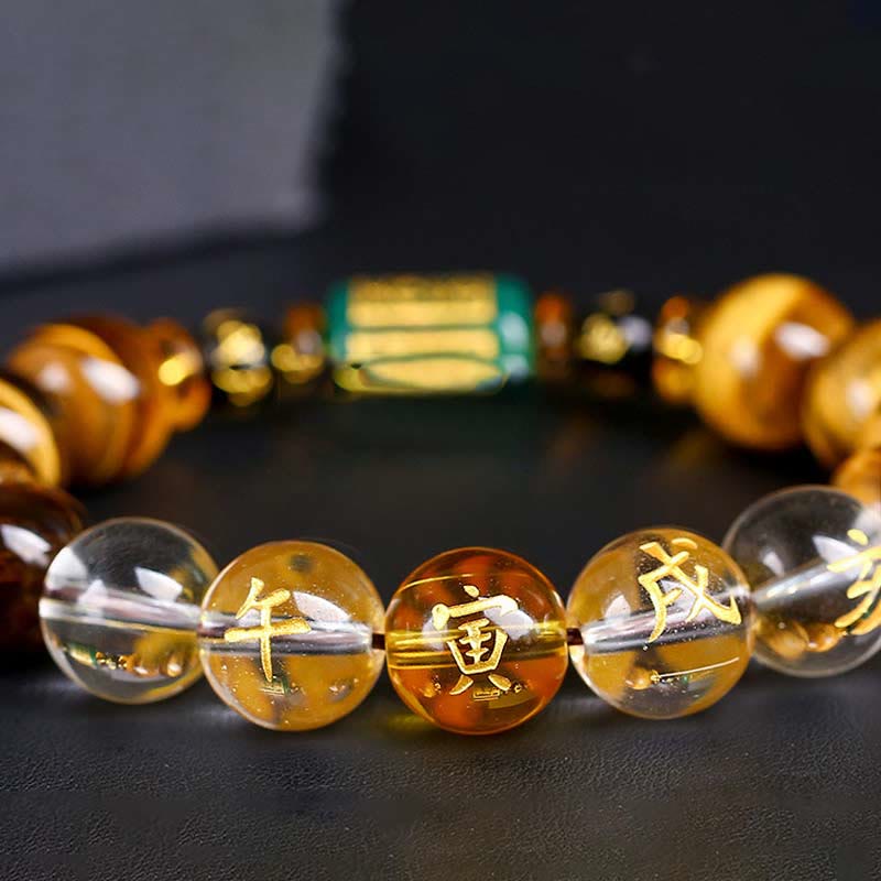 Bransoletka z Buddha Stones, chińskim znakiem zodiaku, tygrysim okiem i odwagą