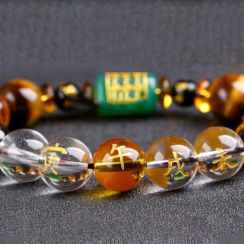 Bransoletka z Buddha Stones, chińskim znakiem zodiaku, tygrysim okiem i odwagą
