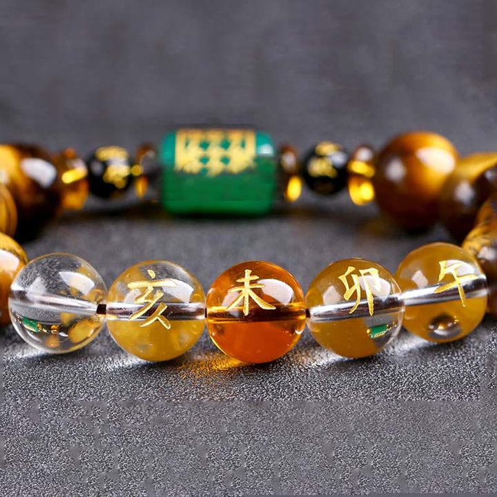 Bransoletka z Buddha Stones, chińskim znakiem zodiaku, tygrysim okiem i odwagą