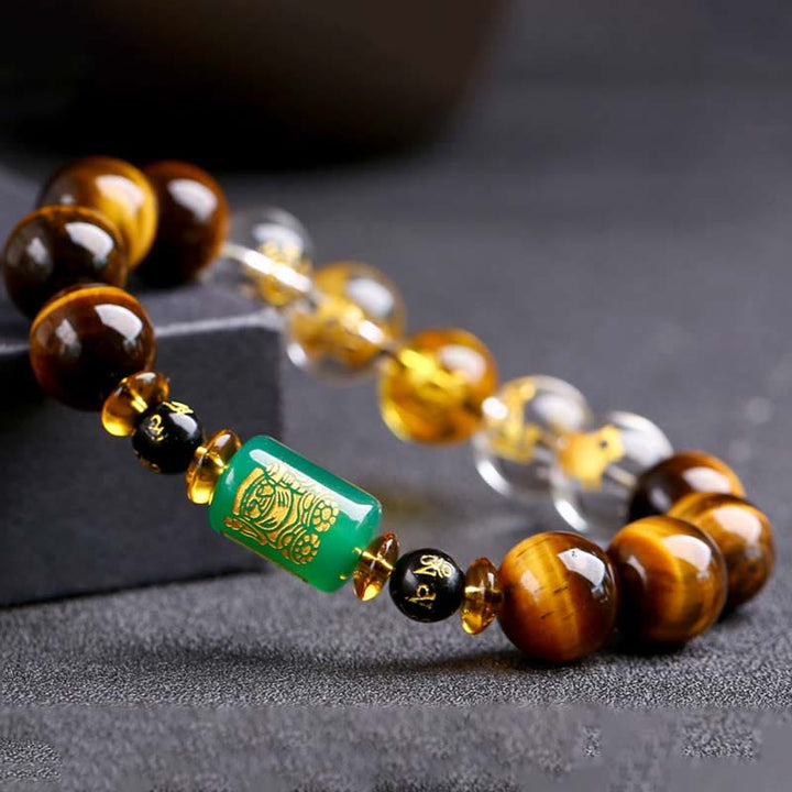 Bransoletka z Buddha Stones, chińskim znakiem zodiaku, tygrysim okiem i odwagą