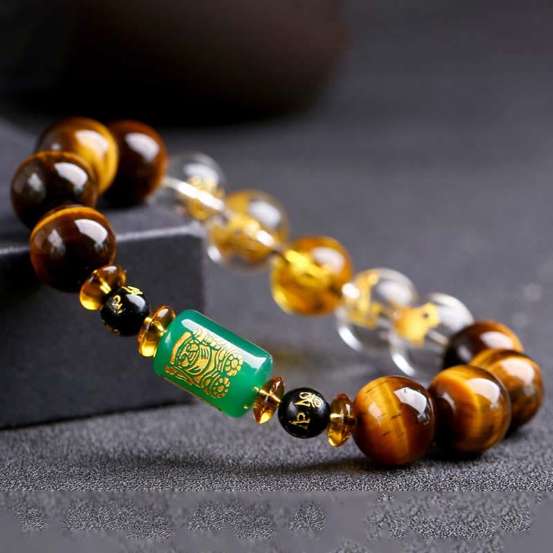 Bransoletka z Buddha Stones, chińskim znakiem zodiaku, tygrysim okiem i odwagą