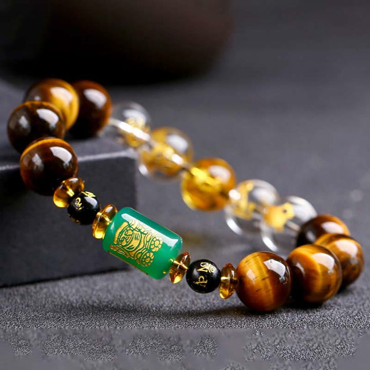 Bransoletka z Buddha Stones, chińskim znakiem zodiaku, tygrysim okiem i odwagą