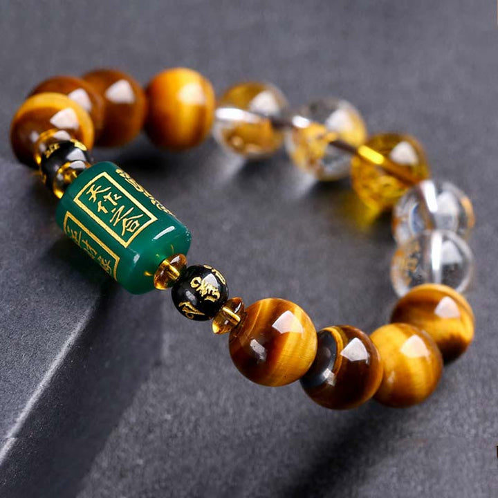 Bransoletka z Buddha Stones, chińskim znakiem zodiaku, tygrysim okiem i odwagą