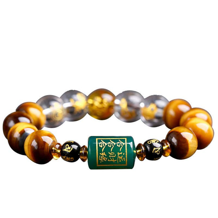 Bransoletka z Buddha Stones, chińskim znakiem zodiaku, tygrysim okiem i odwagą