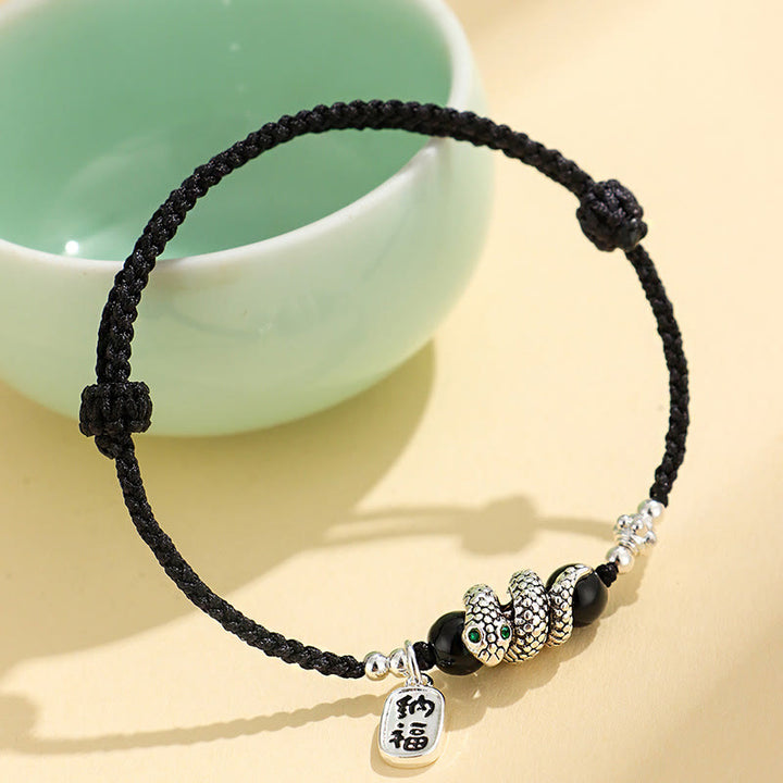 Buddha Stones Miedź Fu Charakter Rok Węża Czerwona Bransoletka Szczęścia