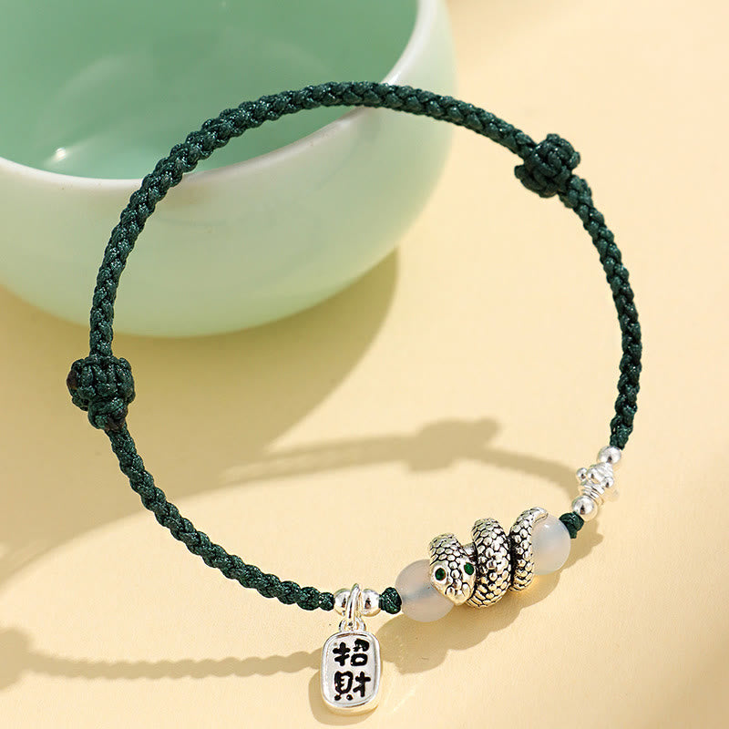 Buddha Stones Miedź Fu Charakter Rok Węża Czerwona Bransoletka Szczęścia