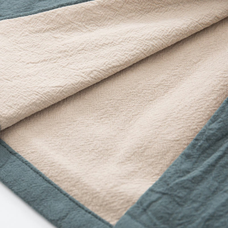 Buddha Stones 2-częściowy Zen Tang Suit męski lniany zestaw koszul z długim rękawem i spodniami z żabą - image 11