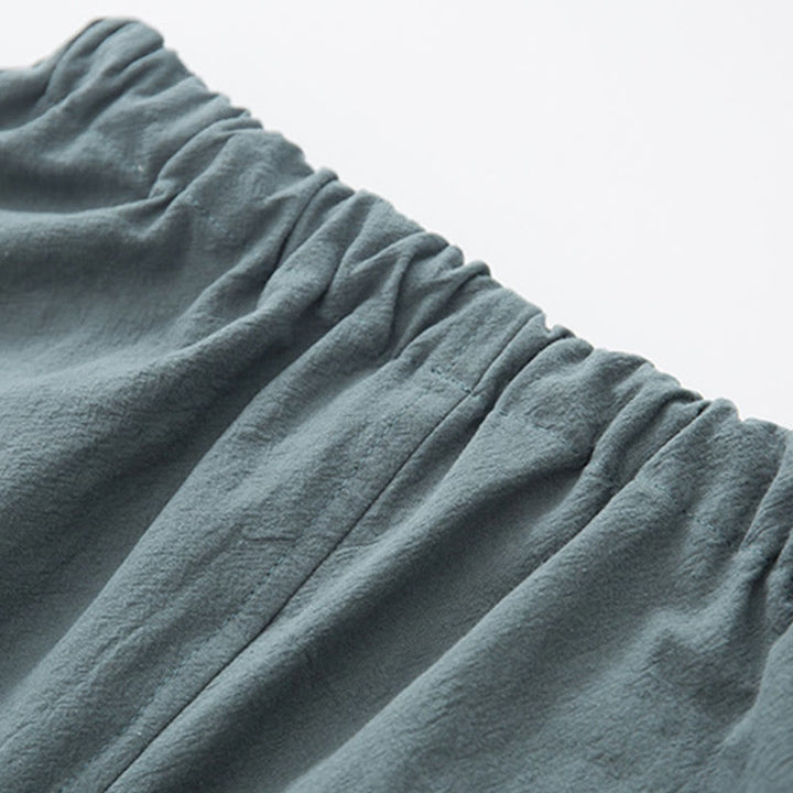 Buddha Stones 2-częściowy Zen Tang Suit męski lniany zestaw koszul z długim rękawem i spodniami z żabą - image 14