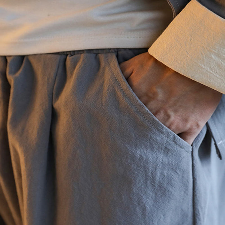 Buddha Stones 2 szt. Zen Tang Suit męski zestaw koszul z długim rękawem i kieszeniami zapinany na guziki żaby - image 14