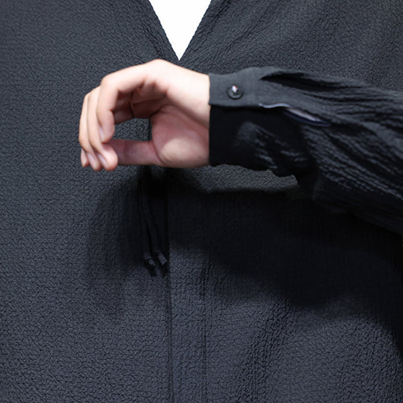 Koszula męska z długim rękawem i guzikami w jednolitym kolorze z Buddha Stones - image 26