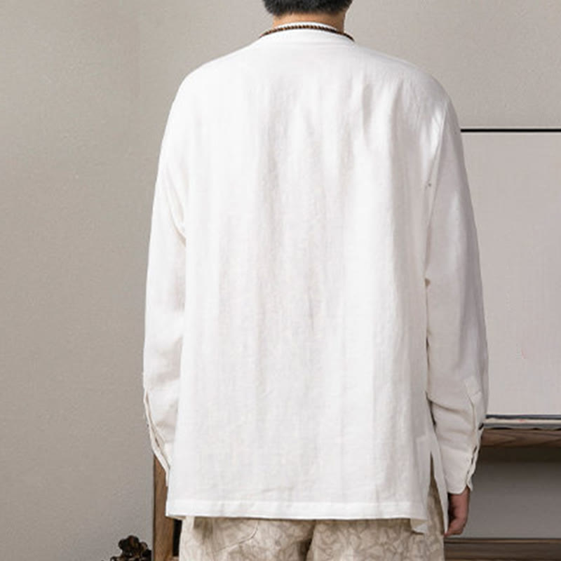 Koszula męska z długim rękawem i dekoltem w serek Buddha Stones Zen Clothing - image 4