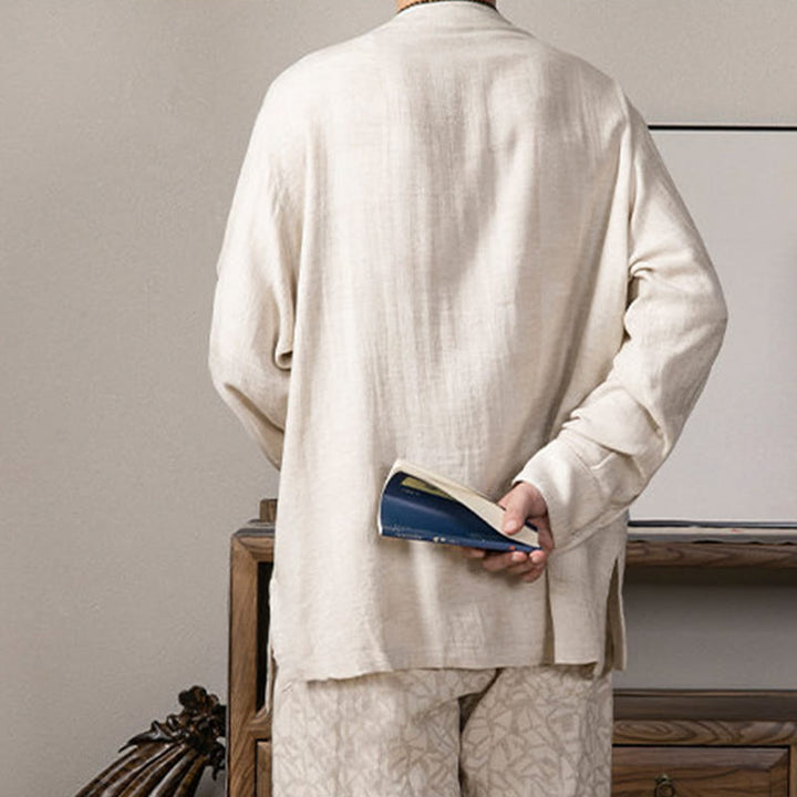 Koszula męska z długim rękawem i dekoltem w serek Buddha Stones Zen Clothing - image 14