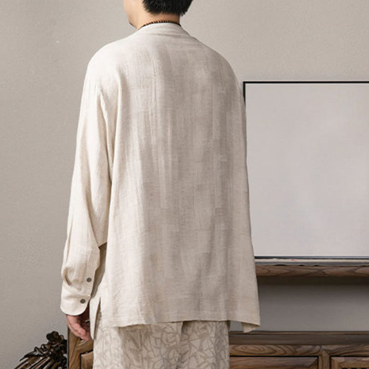 Koszula męska z długim rękawem i dekoltem w serek Buddha Stones Zen Clothing - image 13