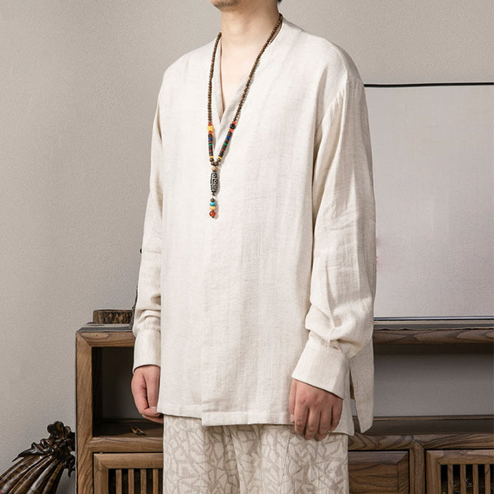 Koszula męska z długim rękawem i dekoltem w serek Buddha Stones Zen Clothing - image 12