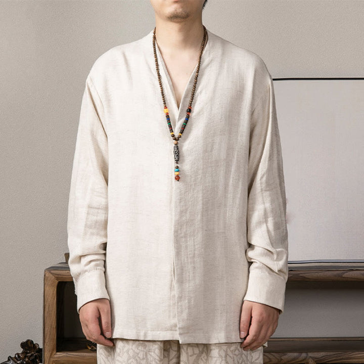 Koszula męska z długim rękawem i dekoltem w serek Buddha Stones Zen Clothing - Bielizna - US/UK/AU44， EU54 (4XL) - image 10