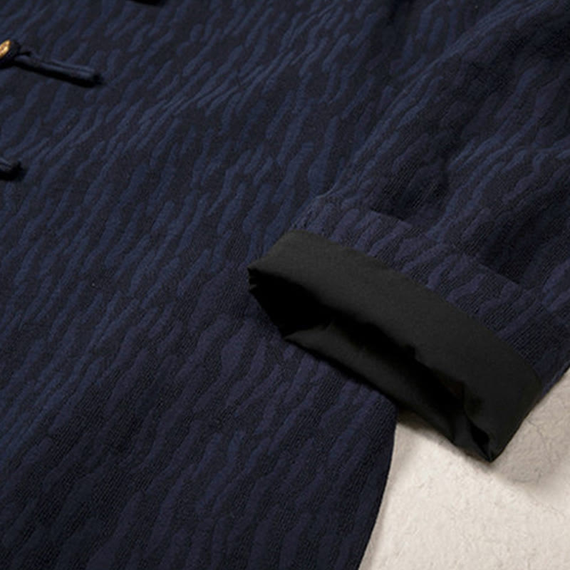 Koszula męska Buddha Stones Casual Frog-Button Tang Suit Jacquard Linen