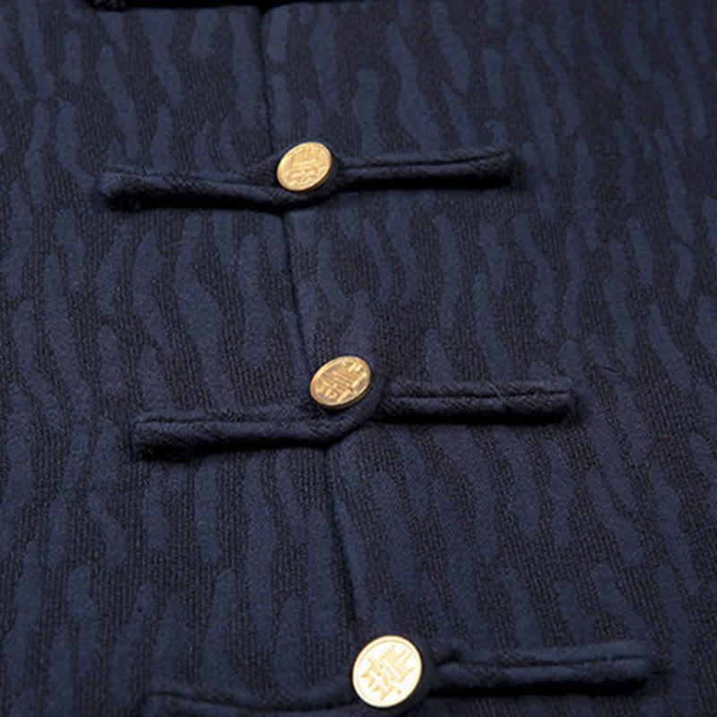 Koszula męska Buddha Stones Casual Frog-Button Tang Suit Jacquard Linen