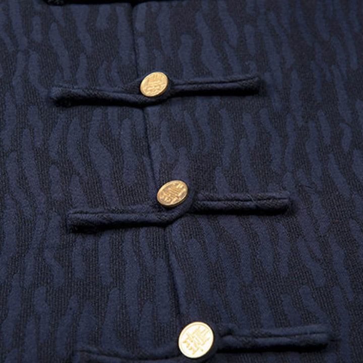 Koszula męska Buddha Stones Casual Frog-Button Tang Suit Jacquard Linen