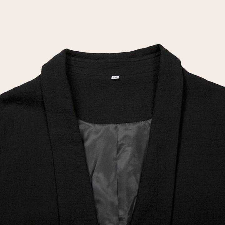 Buddha Stones Jesień Prosty Bawełniany Męski Długi Rękaw Średniej Długości Płaszcz Odzież - image 7