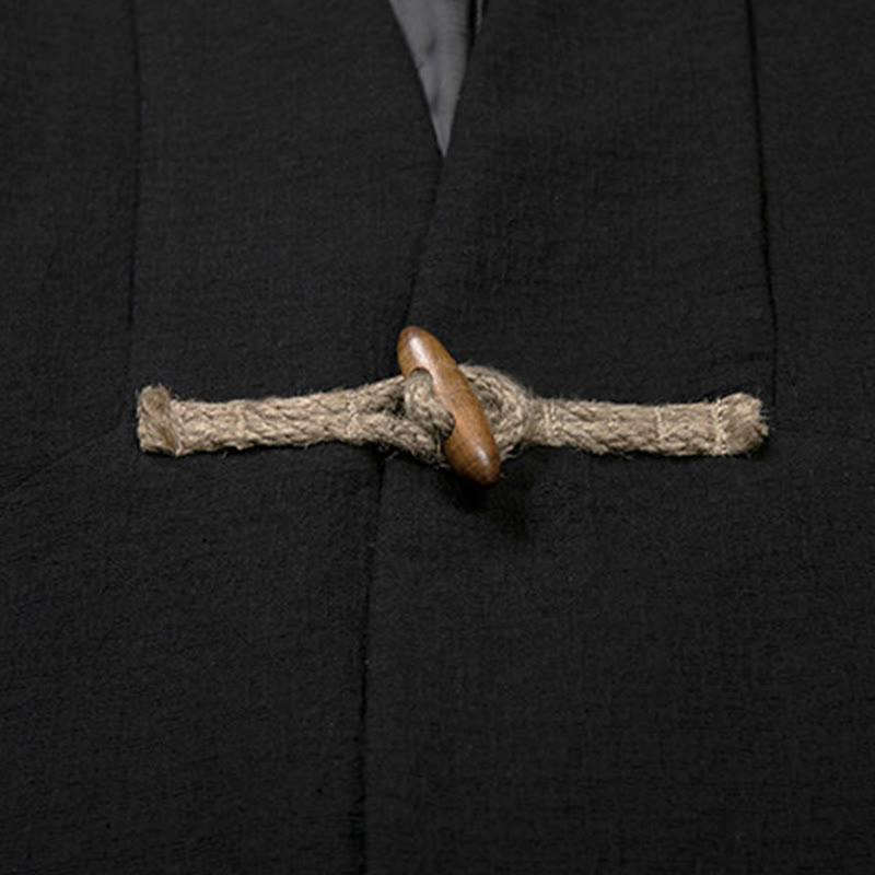 Buddha Stones Jesień Prosty Bawełniany Męski Długi Rękaw Średniej Długości Płaszcz Odzież - image 8