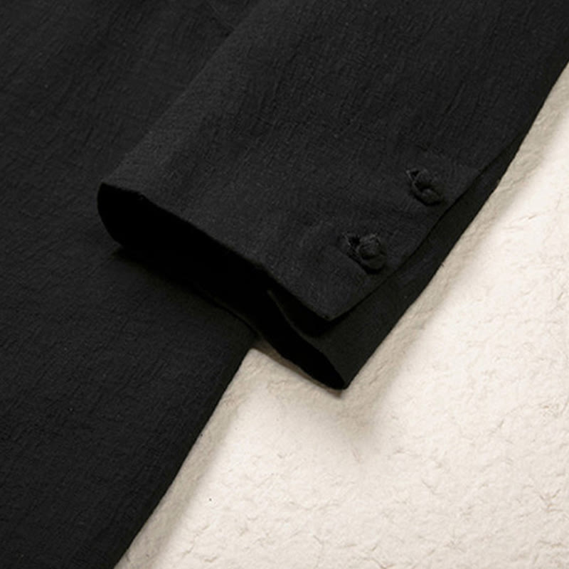 Buddha Stones Jesień Prosty Bawełniany Męski Długi Rękaw Średniej Długości Płaszcz Odzież - image 9