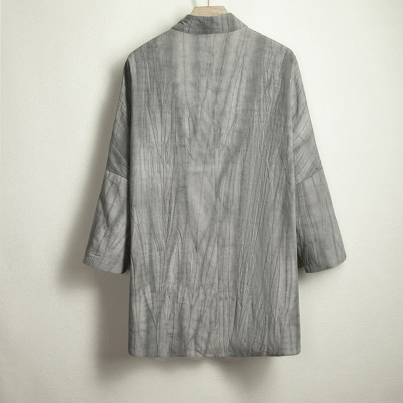 Koszula męska z żabą i guzikami Buddha Stones Casual Grey Zen Clothing - image 5