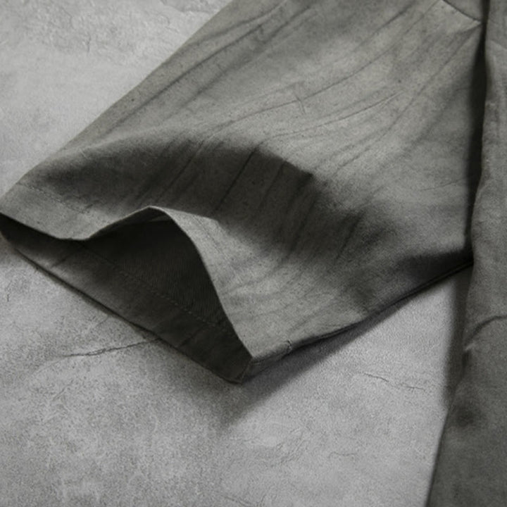 Koszula męska z żabą i guzikami Buddha Stones Casual Grey Zen Clothing - image 8
