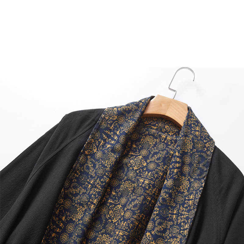 Płaszcz męski z bawełny Buddha Stones Fall o średniej długości, dwustronna kurtka - image 10