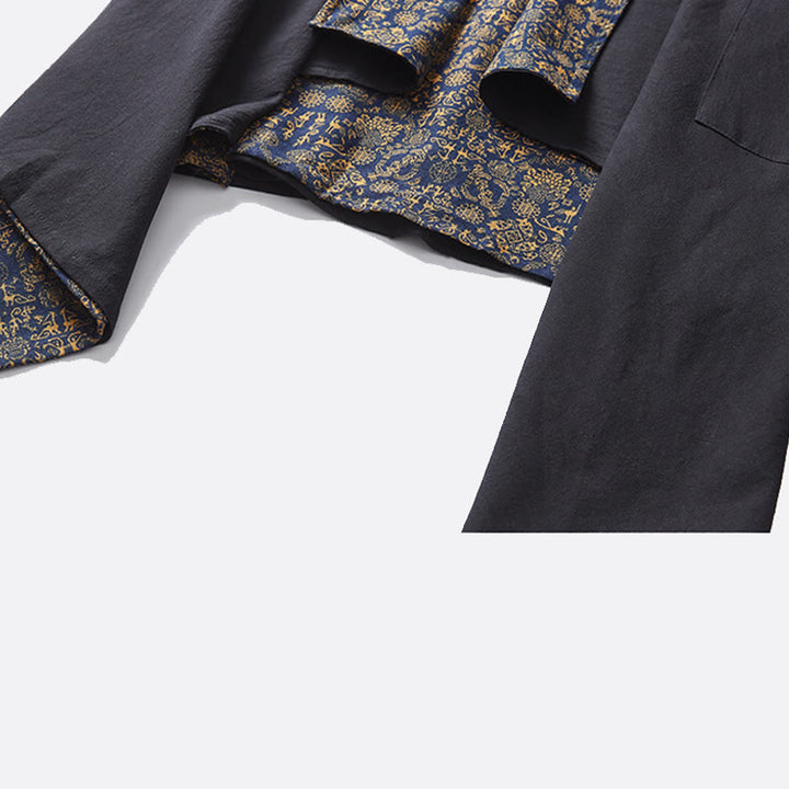 Płaszcz męski z bawełny Buddha Stones Fall o średniej długości, dwustronna kurtka - image 12