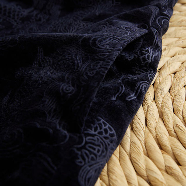 Buddha Stones Vintage Jesień Zima Chiński Żaba-Guzik Tang Garnitur Męski Smok Żakardowy Szata Z Kieszeniami - image 10