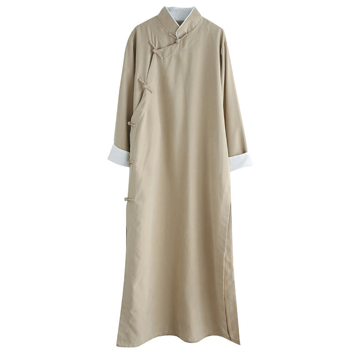 Buddha Stones Jesień Jednolity Kolor Chiński Żaba-Guzik Bawełna Męski Garnitur Tang Robe - image 19