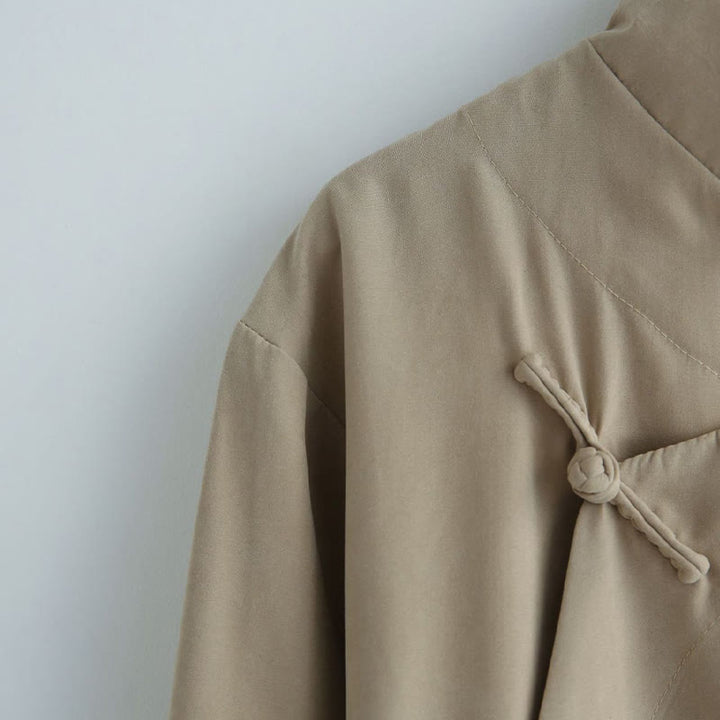 Buddha Stones Jesień Jednolity Kolor Chiński Żaba-Guzik Bawełna Męski Garnitur Tang Robe - image 16