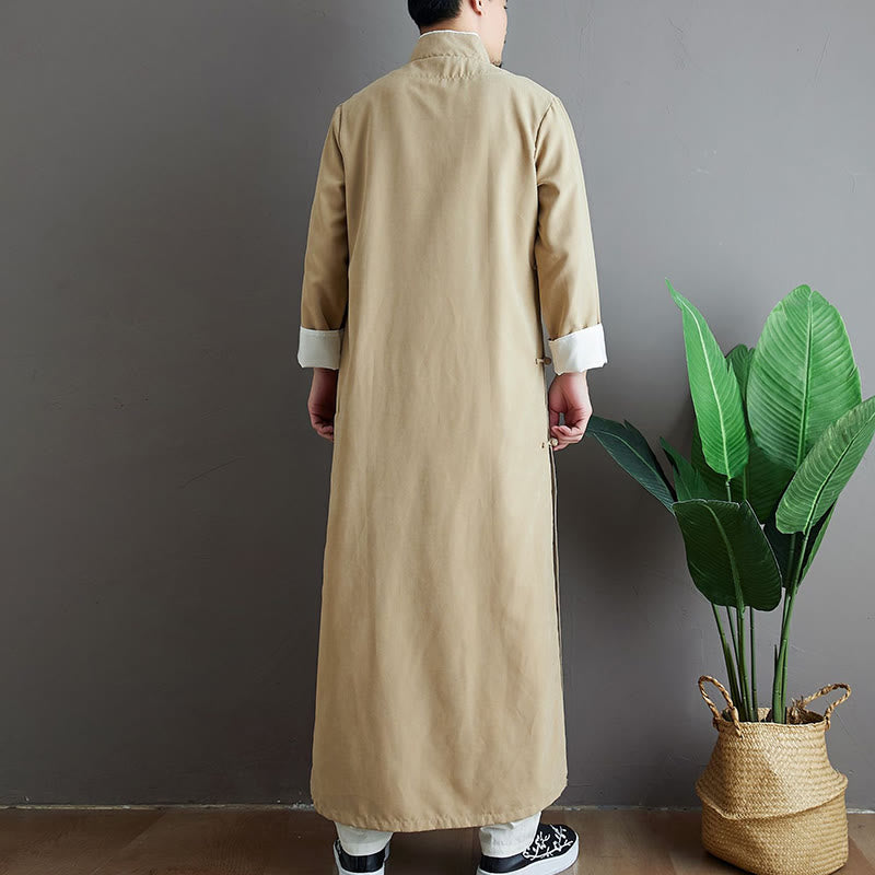 Buddha Stones Jesień Jednolity Kolor Chiński Żaba-Guzik Bawełna Męski Garnitur Tang Robe - image 12