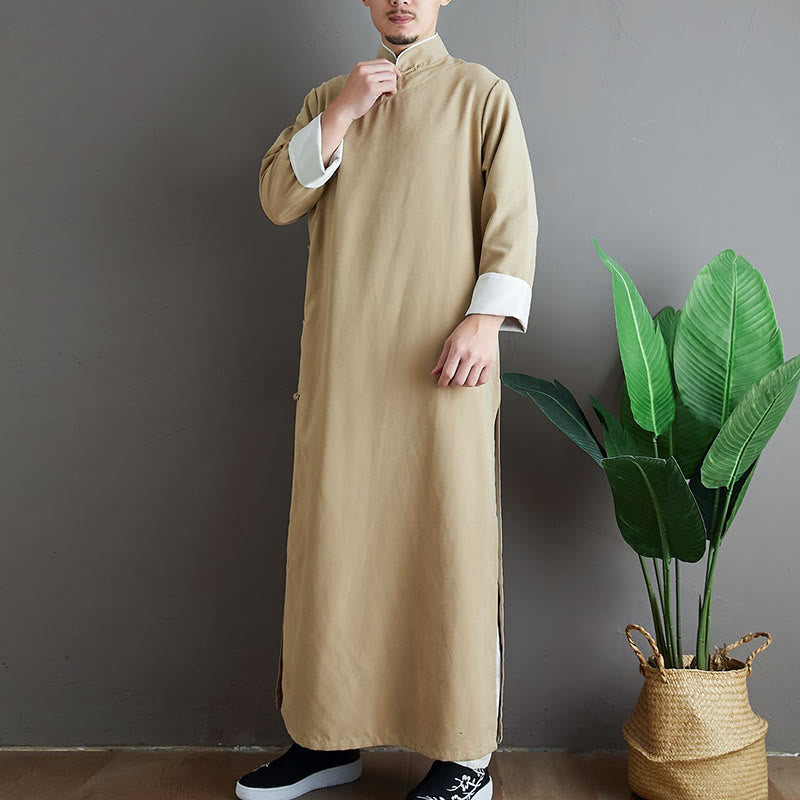 Szlafrok męski Tang Suit z motywem Buddha Stones w jednolitym kolorze z chińskimi żabami i guzikami - image 11
