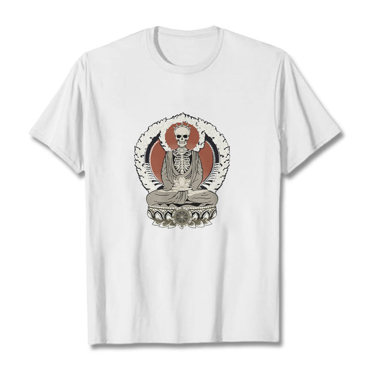 Koszulka z nadrukiem szkieletu z Buddha Stones - Biały - 2XL - image 5