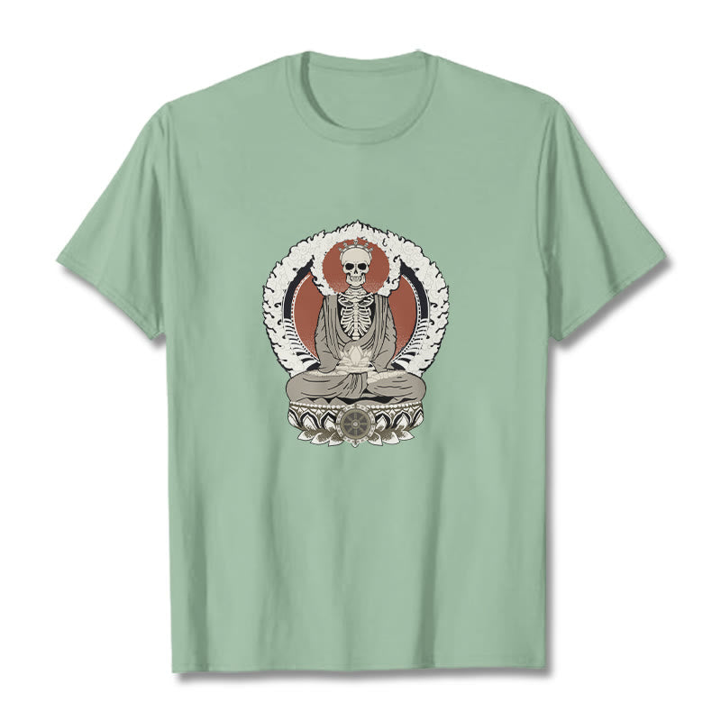 Koszulka z nadrukiem szkieletu z Buddha Stones - PaleGreen - 2XL - image 14