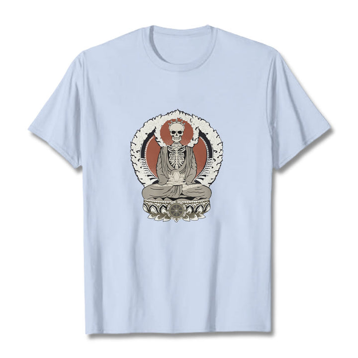 Koszulka z nadrukiem szkieletu z Buddha Stones - Jasnoniebieski - 2XL - image 18