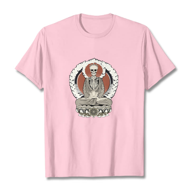 Koszulka z nadrukiem szkieletu z Buddha Stones - Jasnoróżowy - 2XL - image 12