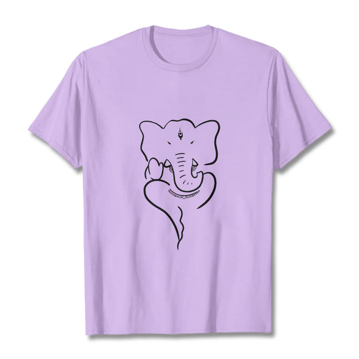 Koszulka z Buddha Stones Kamienie Ganesh Słoń Szkic Wzór T-shirt - Śliwka - 2XL - image 16