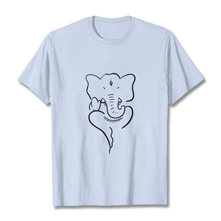 Koszulka z Buddha Stones Kamienie Ganesh Słoń Szkic Wzór T-shirt - Jasnoniebieski - 2XL - image 18