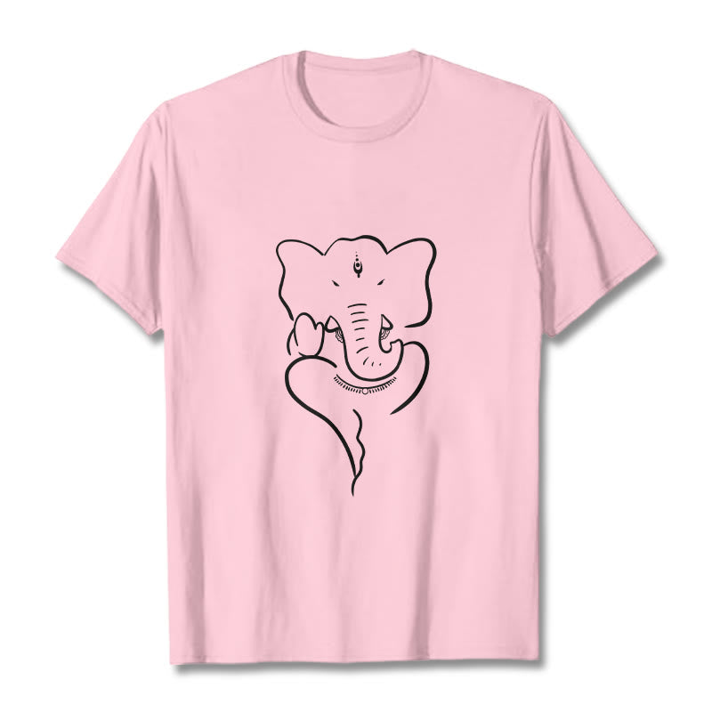 Koszulka z Buddha Stones Kamienie Ganesh Słoń Szkic Wzór T-shirt - Jasnoróżowy - 2XL - image 12